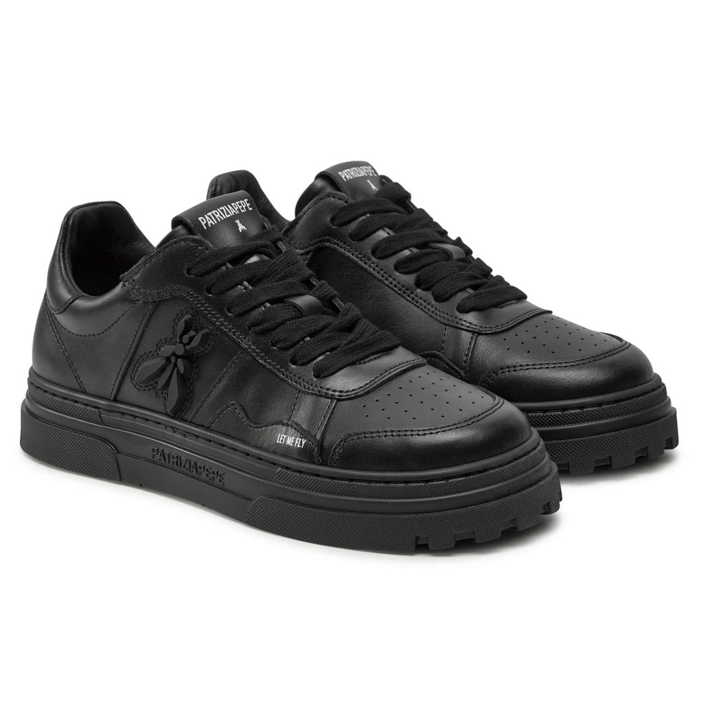 Patrizia Pepe Calfskin Sneakers Pelle Nera Black — view 2