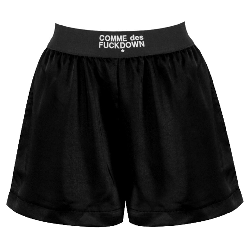 Comme Des Fuckdown Satin Shorts In Raso Nero