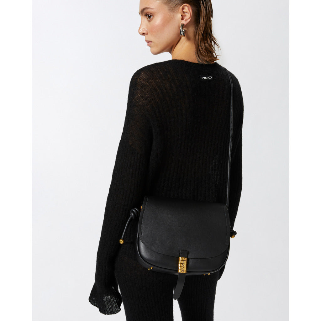 Pinko Leather Saddle Classic Nero Gold — view 3