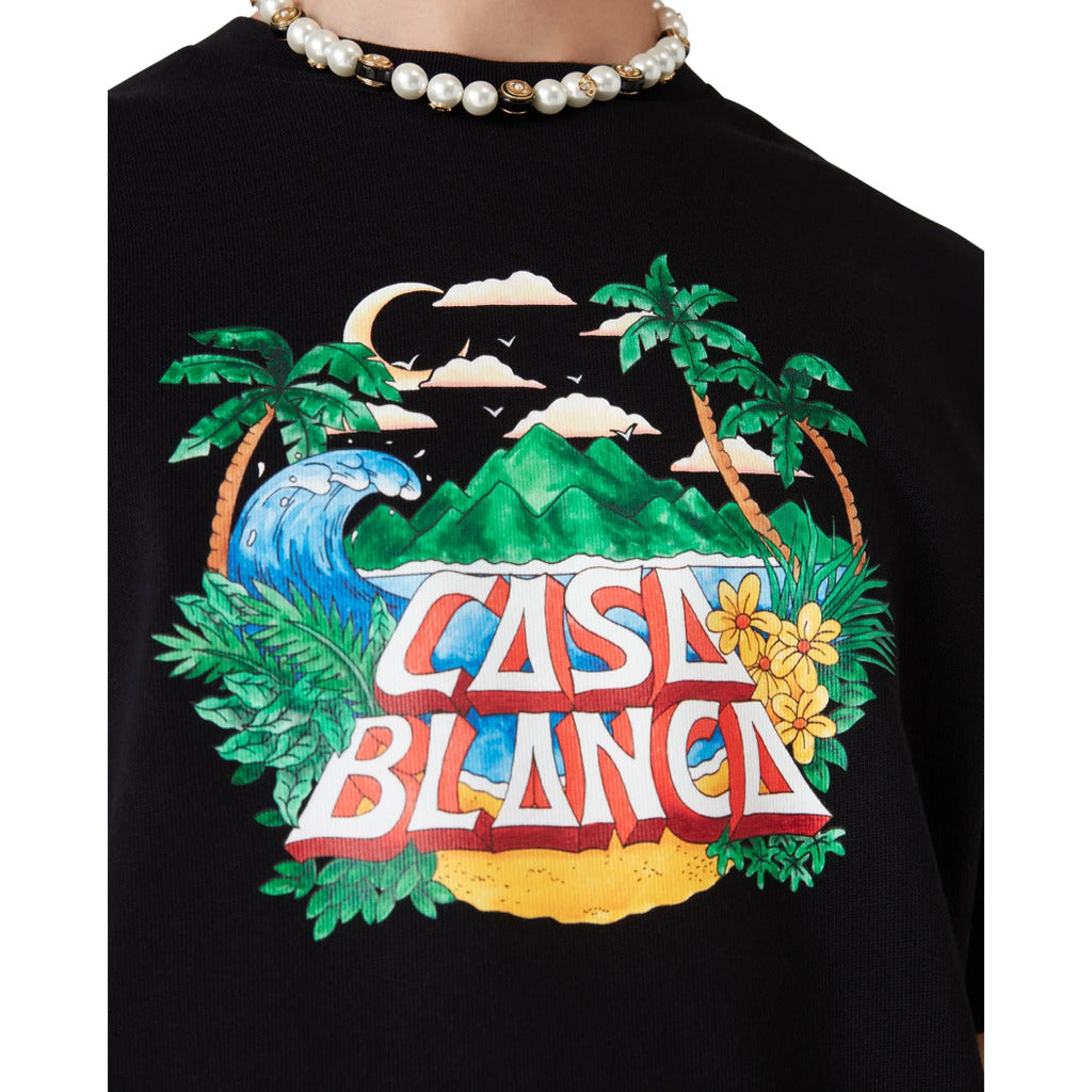 Casablanca Cotton T-Shirt Casa Beach Wave Black — view 4