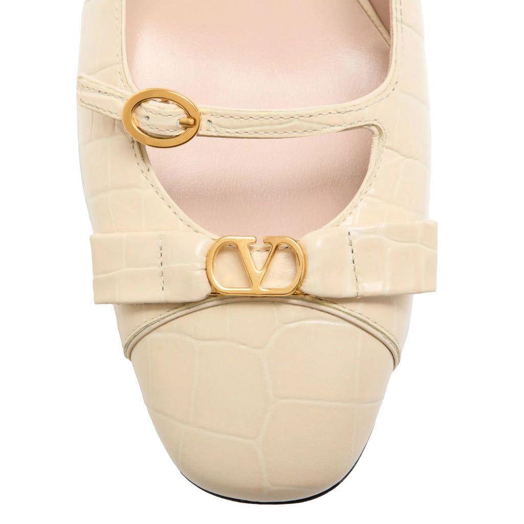 Valentino Garavani Leather Heels Beige — view 4