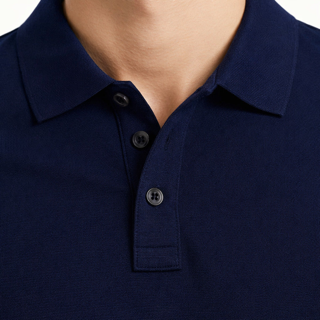 Alpha Studio Cotton Polo Piquet Blue — view 5