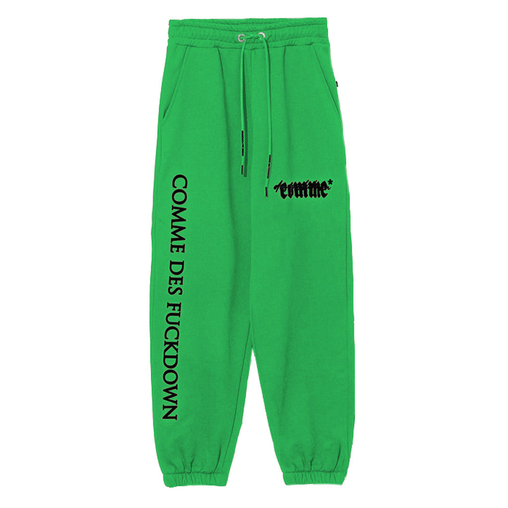 Comme Des Fuckdown Stretch Cotton Sweatpants With Front Print, Side