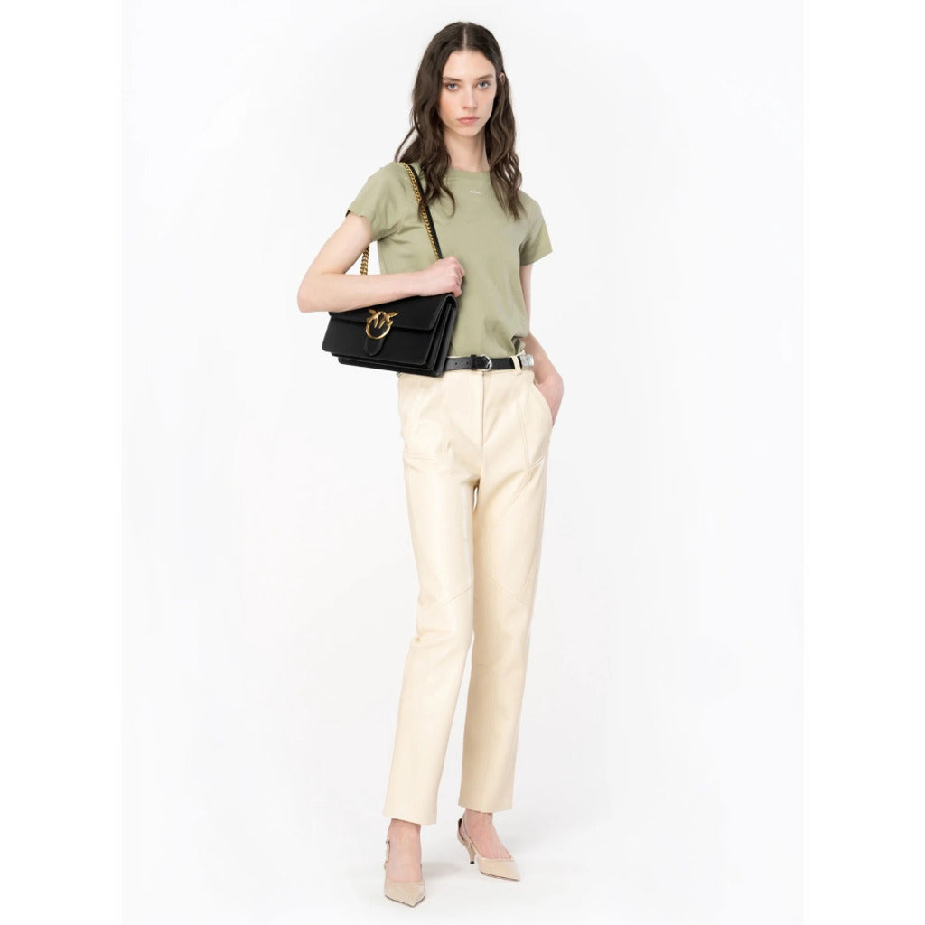 Pinko Leather Pasitea Pantalone Beige — view 4