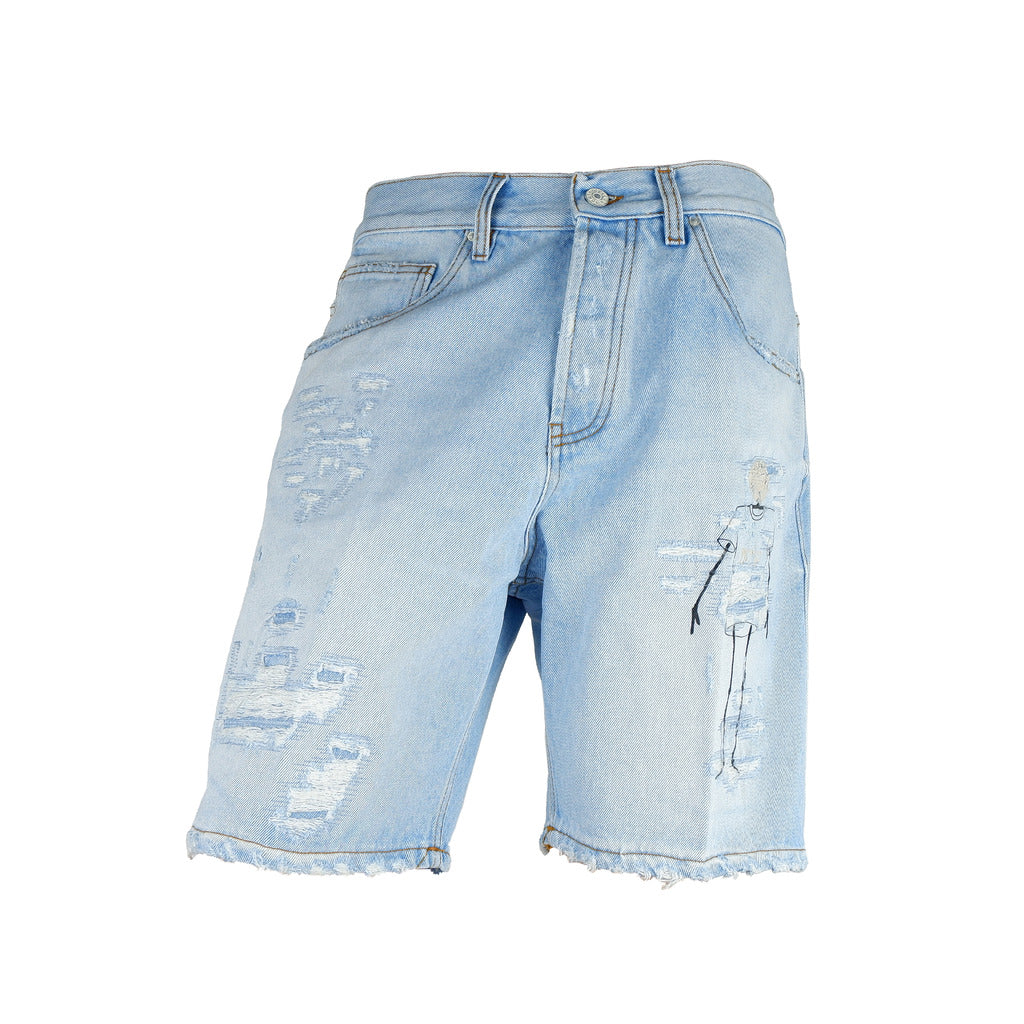 Don The Fuller Men'S Denim Bermuda Shorts With Tears And
