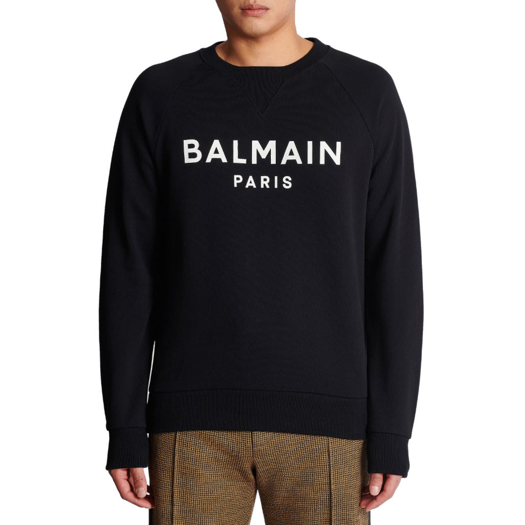 Balmain Cotton Sweatshirt Crewneck Nera Silver — view 3