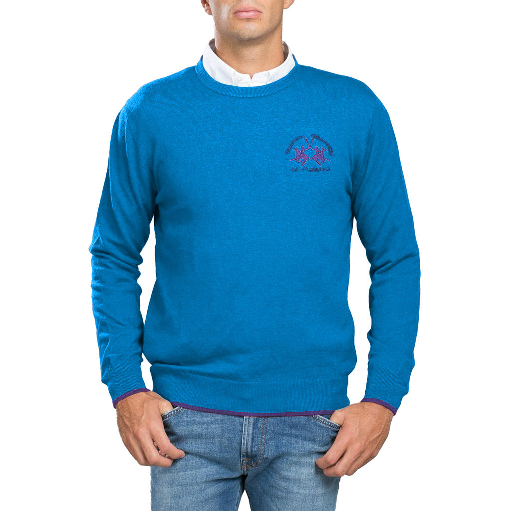 La Martina Cotton Man Sweater Crewneck Lambscot Purple
