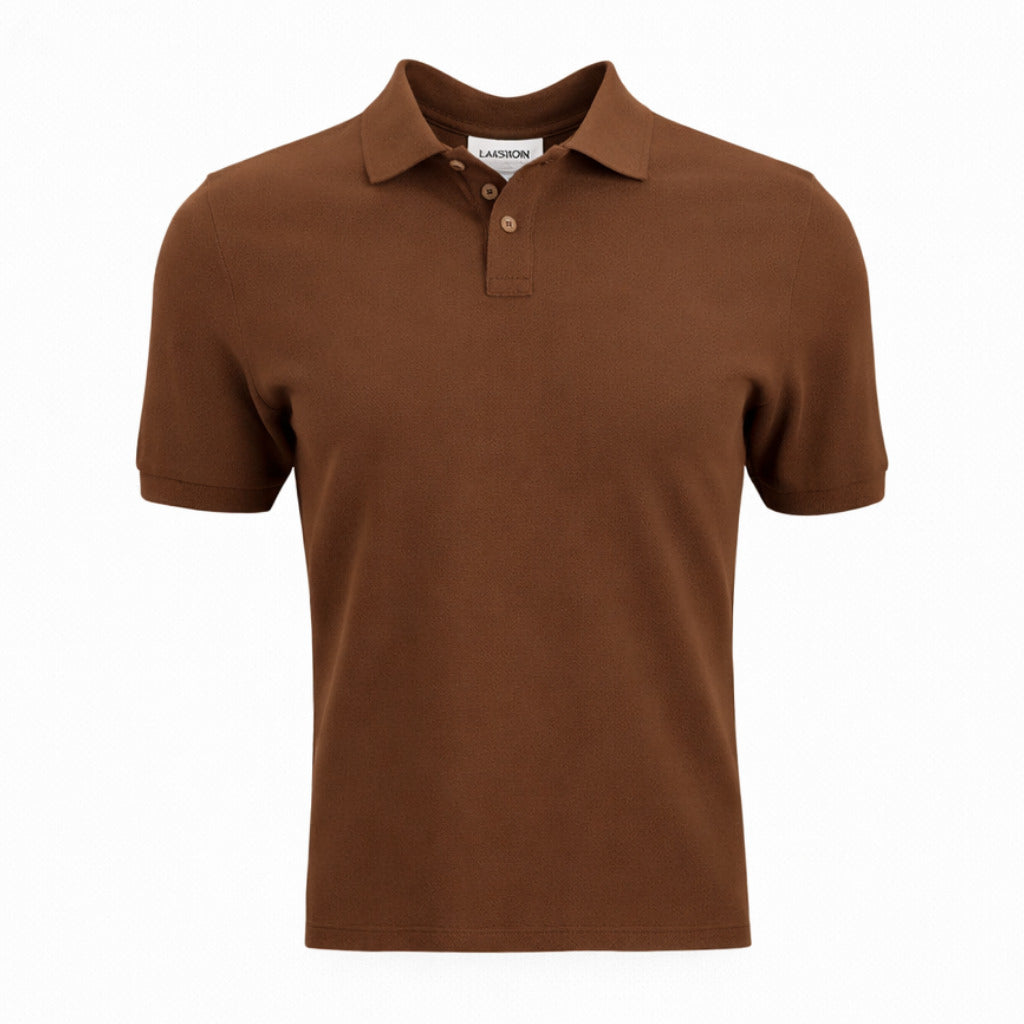 Alpha Studio Cotton Polo Piquet Brown — view 2