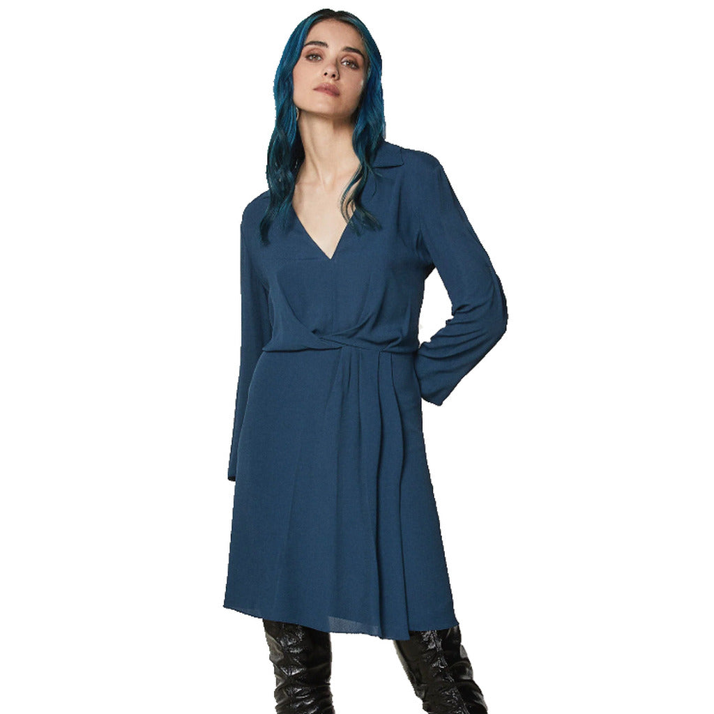 Patrizia Pepe Viscose Dress Midi Petrol Blue — view 2
