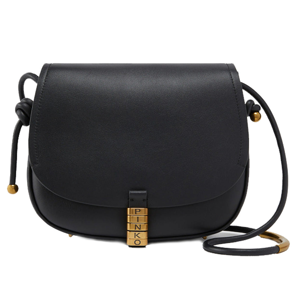 Pinko Leather Saddle Classic Nero Gold