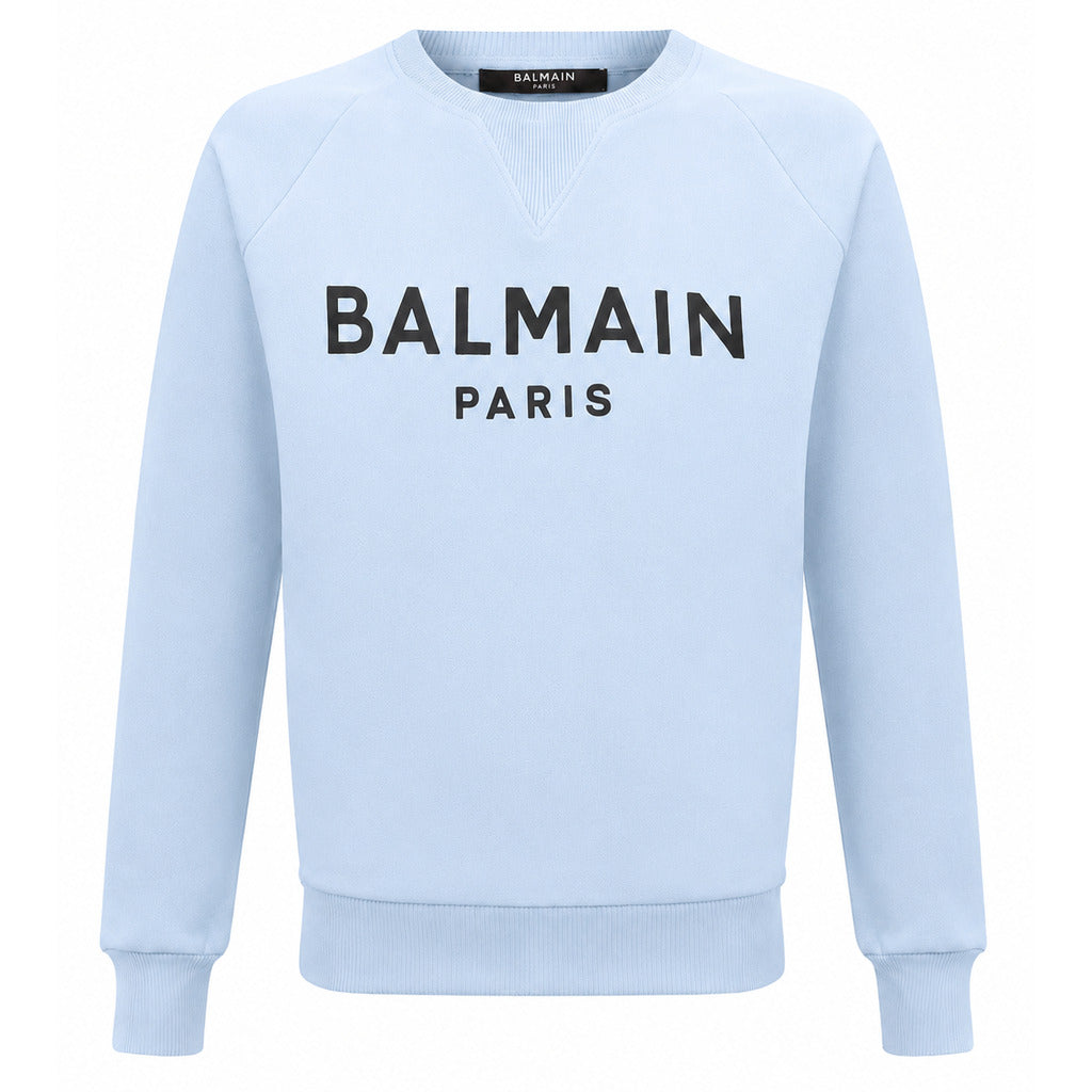 Balmain Cotton Sweatshirt Crewneck Azzurra
