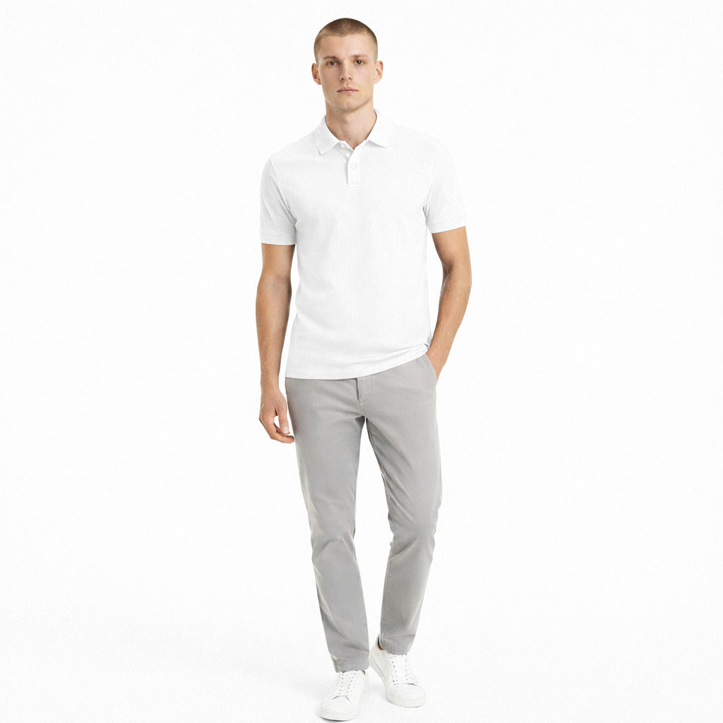 Alpha Studio Cotton Polo Piquet White — view 2