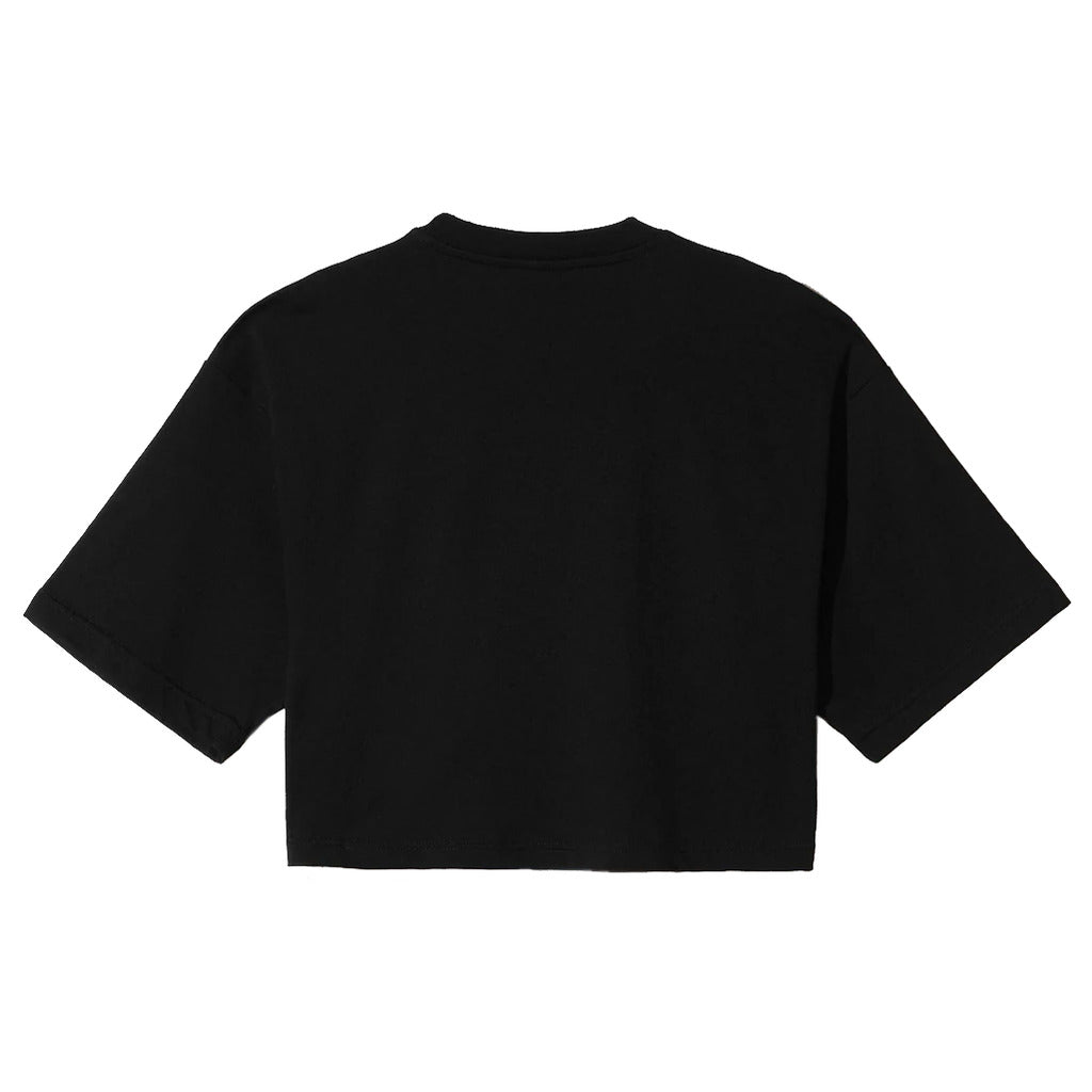 Comme Des Fuckdown Cotton T-Shirt Crop Nera — view 3