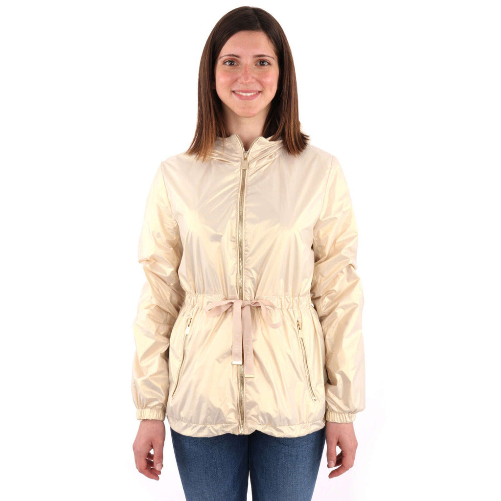 Yes Zee silver nylon k-way jacket beige