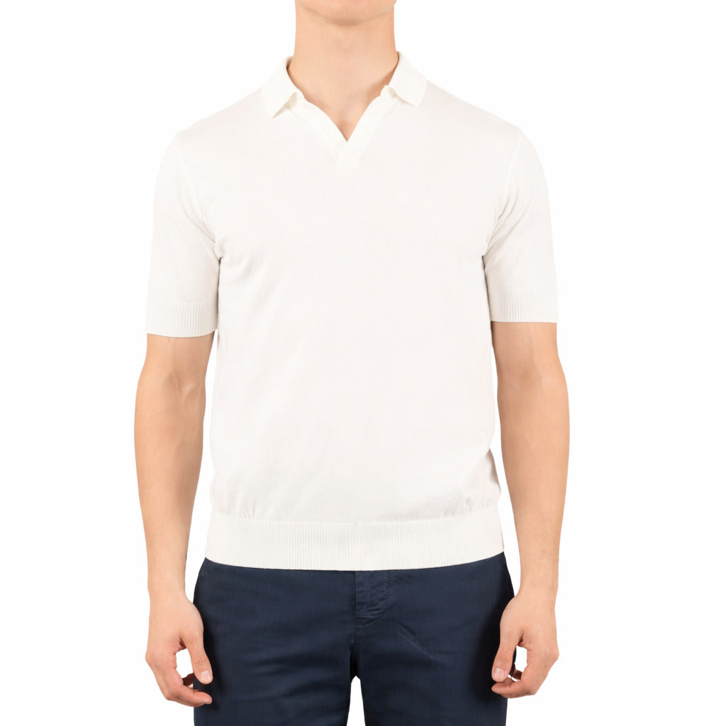Alpha Studio Cotton Polo Shirt White