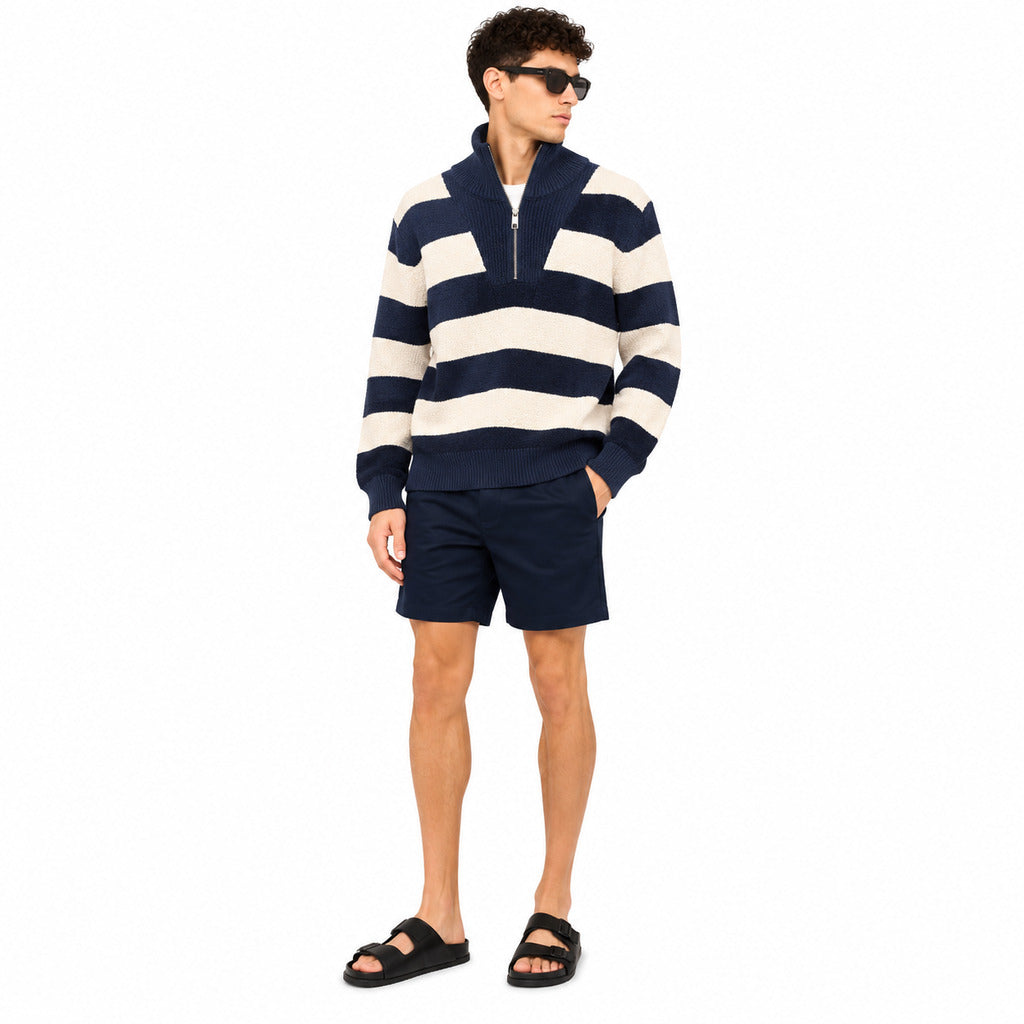 Dolce & Gabbana Cotton Sweater Crewneck Righe Blue