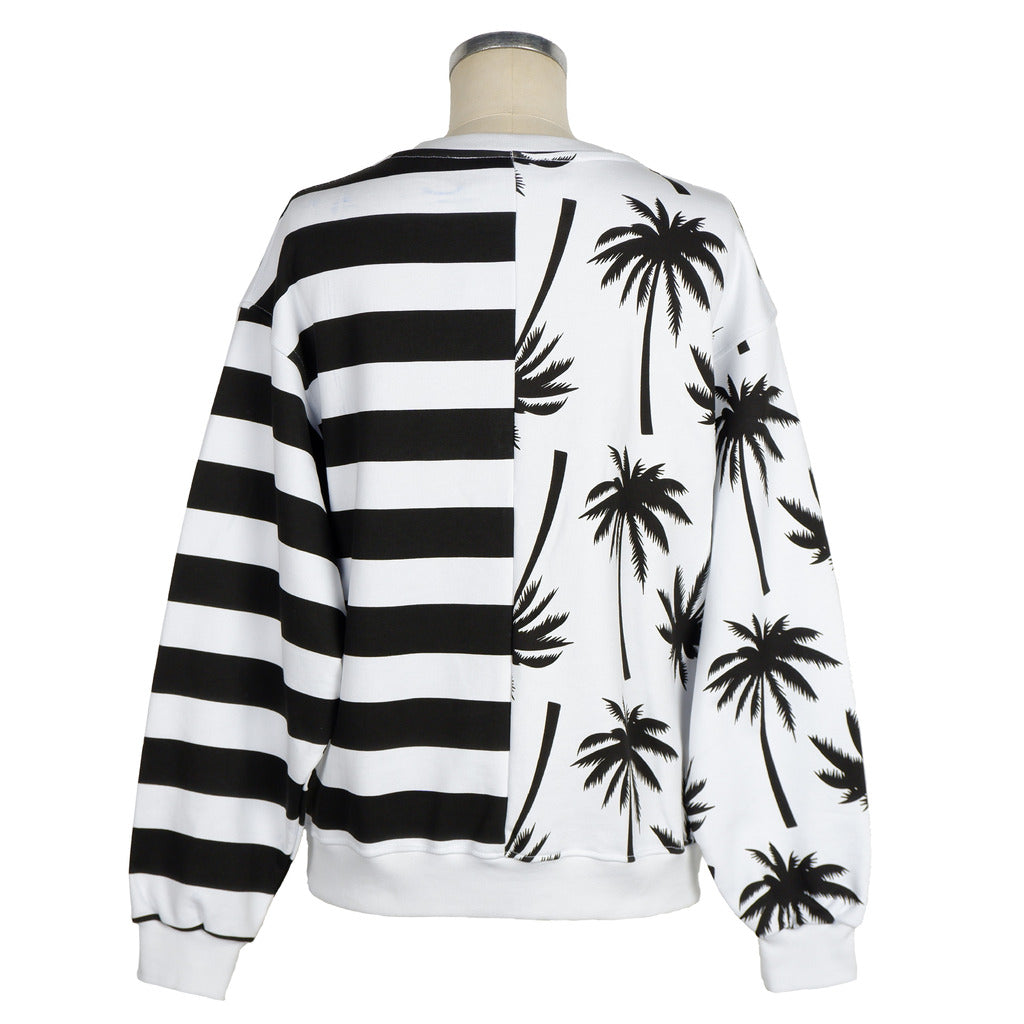 Comme Des Fuckdown Crewneck Cotton Sweatshirt With Black And White — view 2