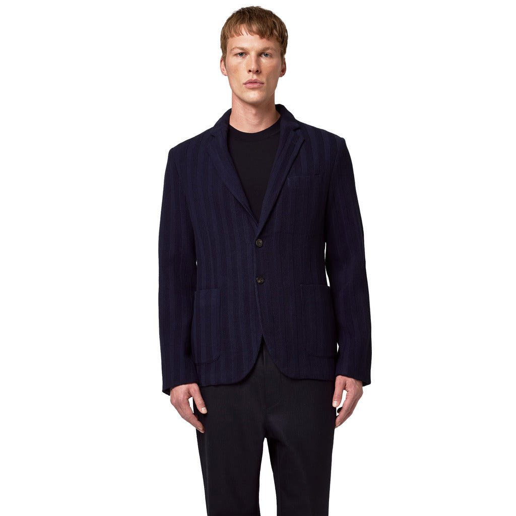 Alpha Studio knit Wool Jacket Blue