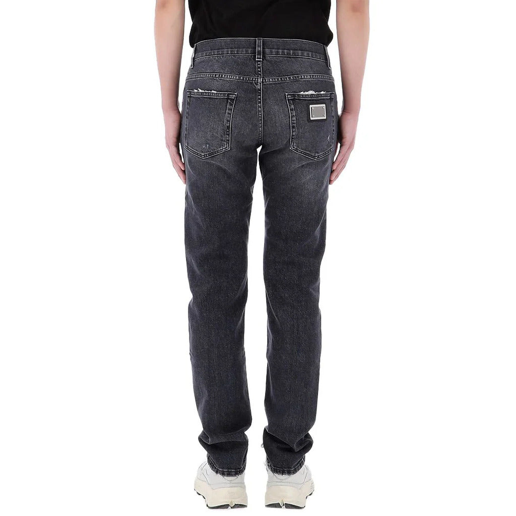 Dolce & Gabbana Cotton Lucky Chance Logo Distressed Denim Grey — view 2