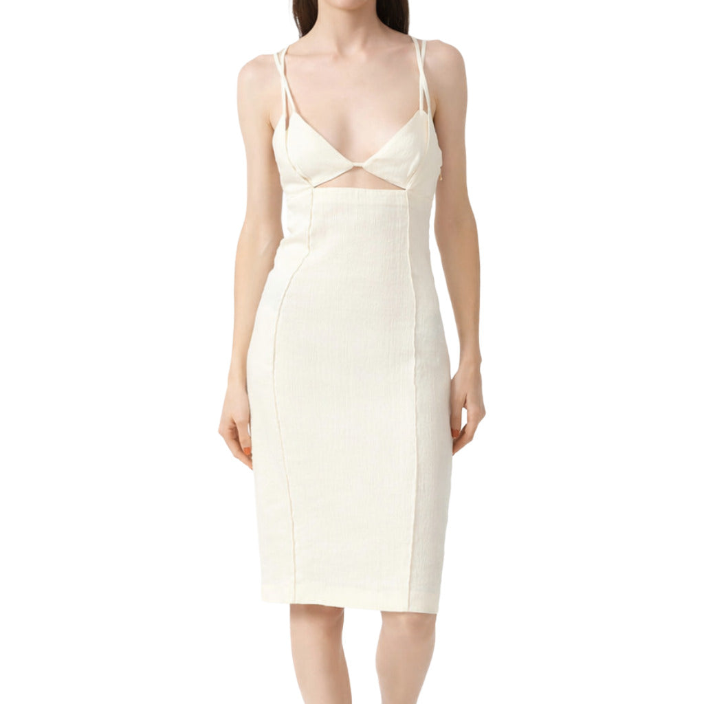 Patrizia Pepe Dress Linen Beige — view 2