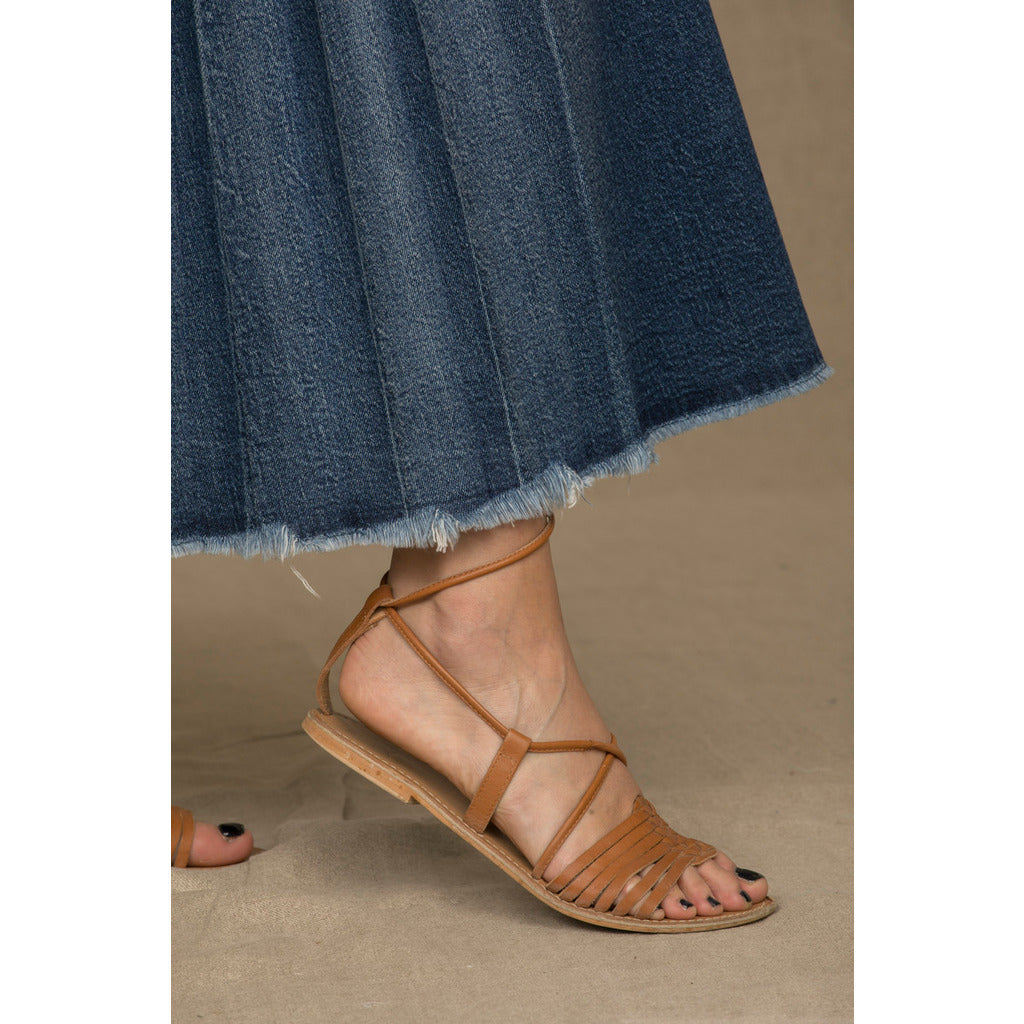 Don The Fuller Pleated Blue Denim Skirt With Zip And — view 6