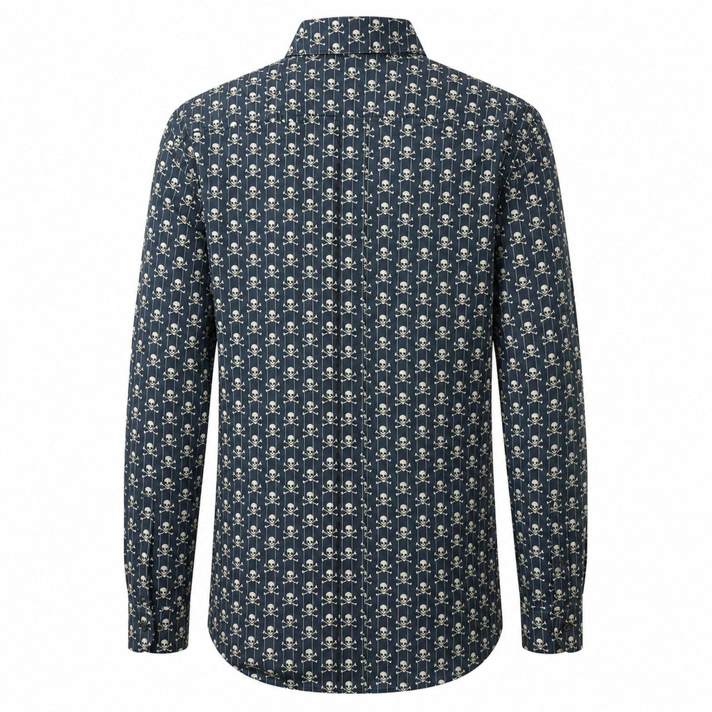 Dolce & Gabbana Cotton Shirt Print Teschi Blue — view 2
