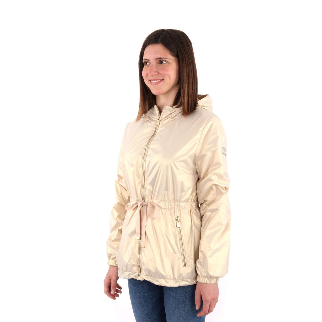 Yes Zee silver nylon k-way jacket beige