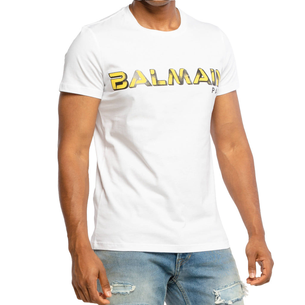 Balmain Cotton T-Shirt Stampa Logo Comic