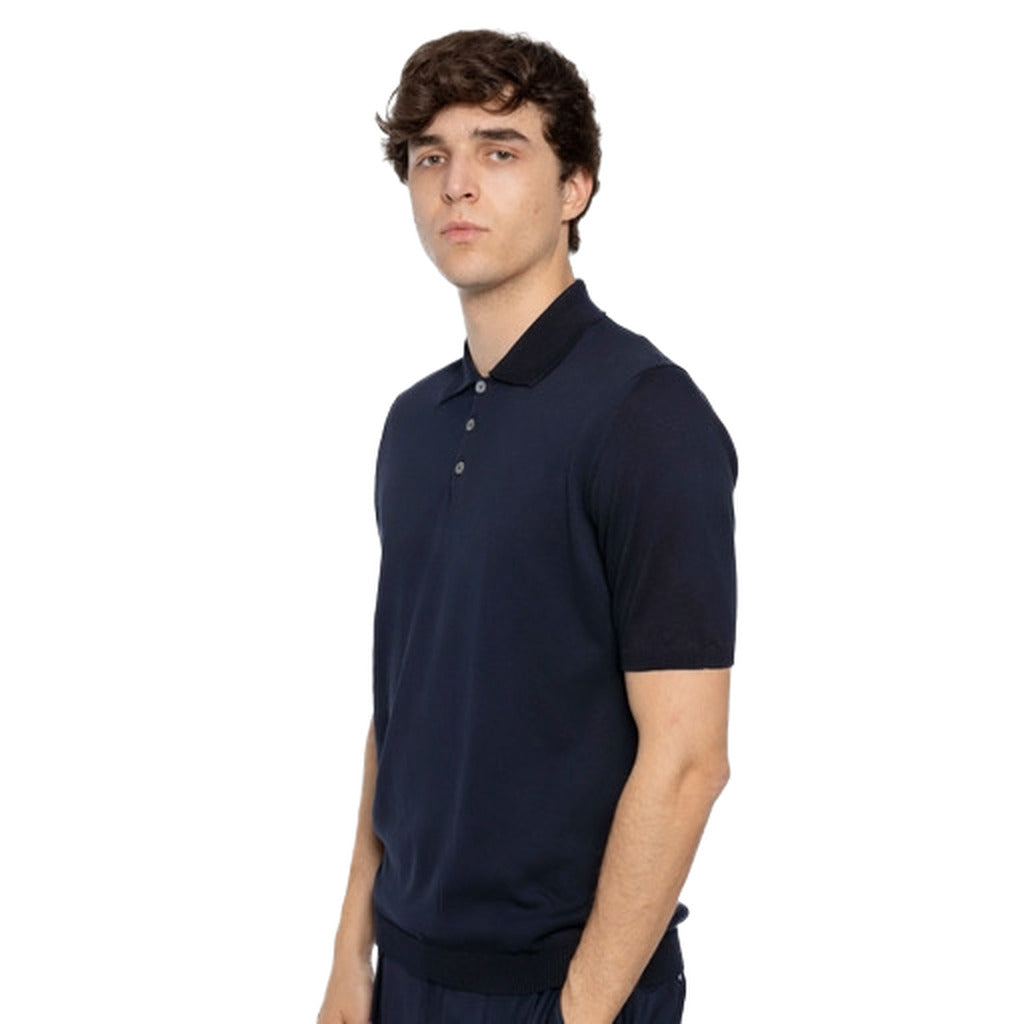 Alpha Studio Cotton Polo Shirt Blue — view 4