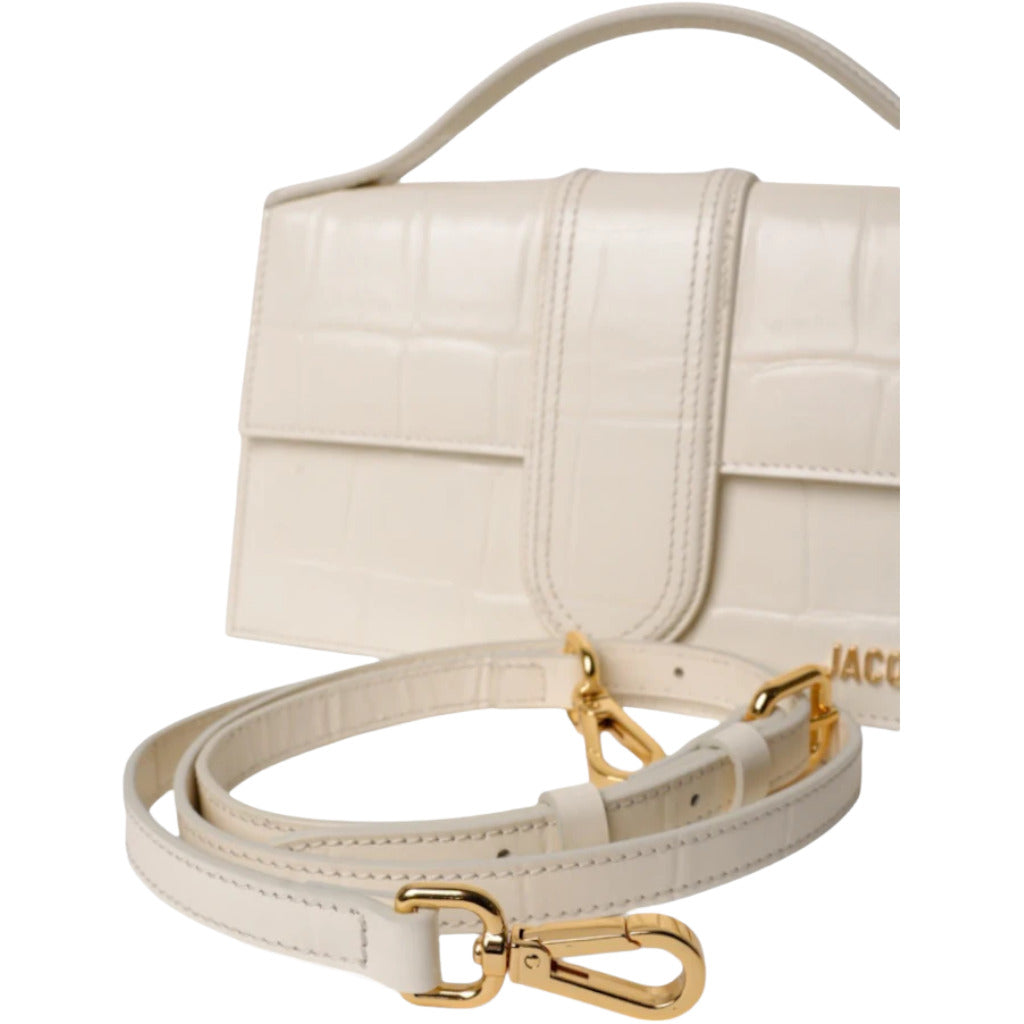jacquemus Bambino Shoulder bag in white crocodile print – Siebentaschen