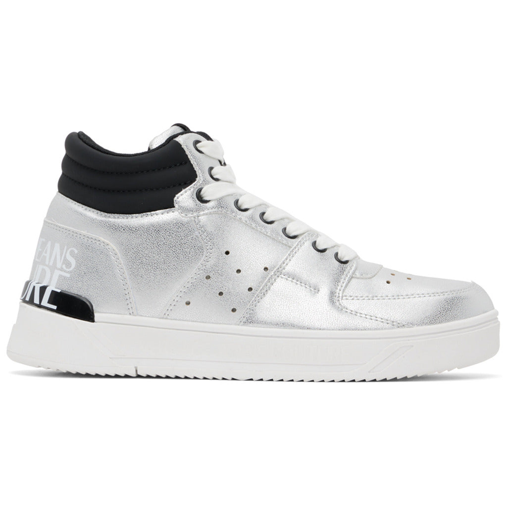 Versace Jeans Couture high sneakers in silver painted eco-leather