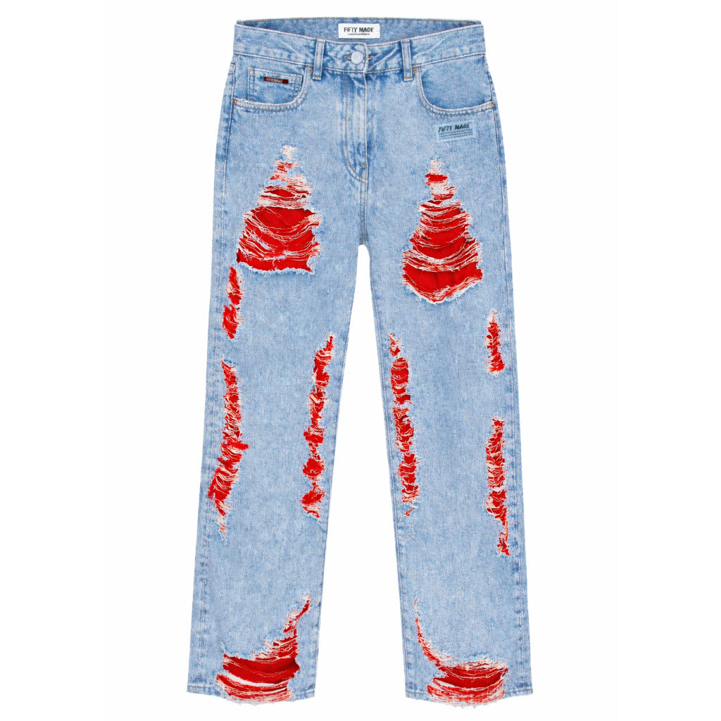 Fifty Made Jeans Strappati Blu Blue