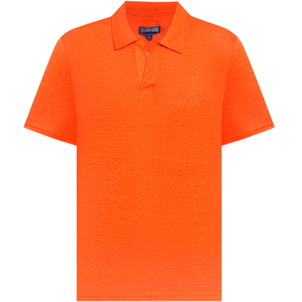 Vilebrequin Linen Polo Arancio Abricot