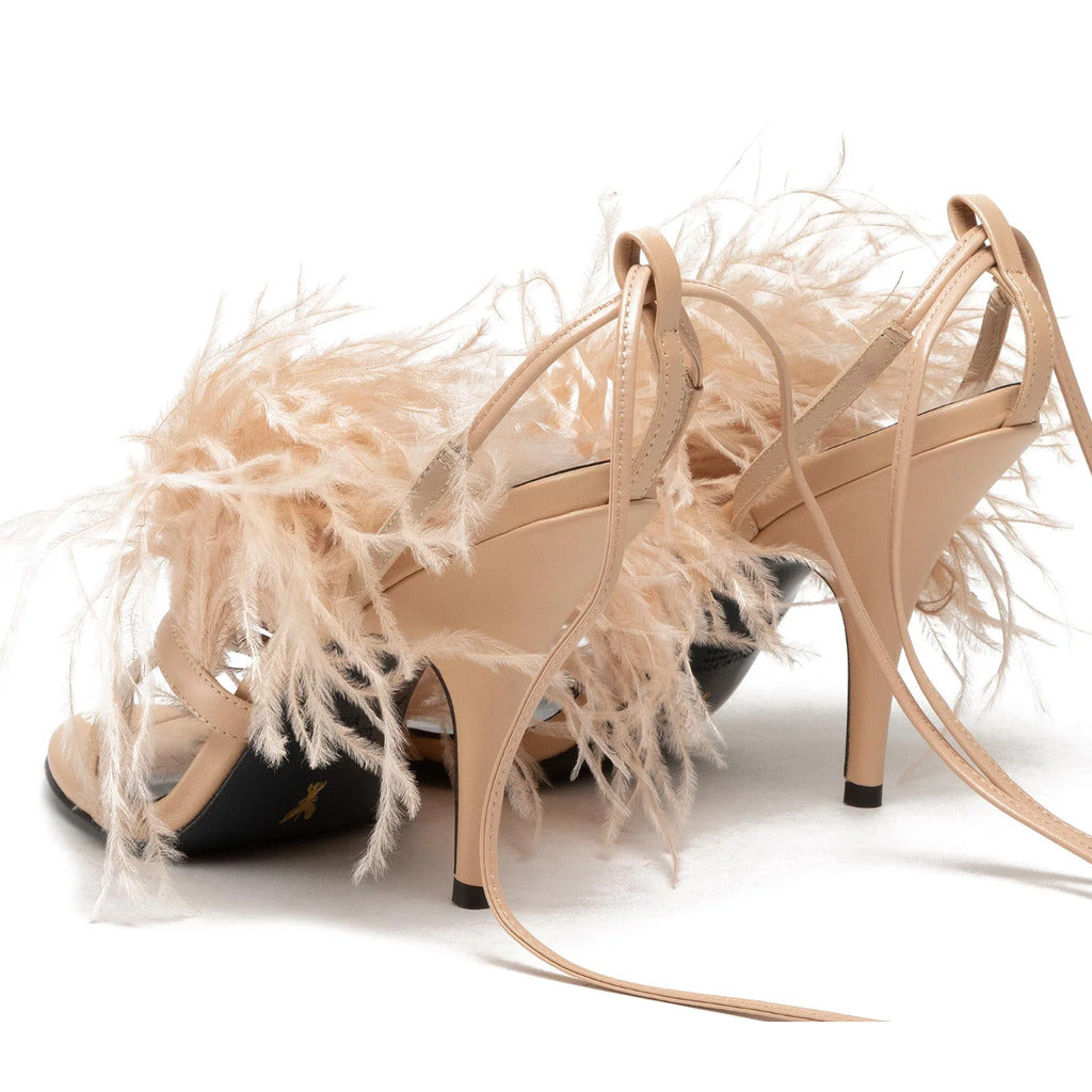 Patrizia Pepe Calfskin Sandali Pelle Con Piume — view 4