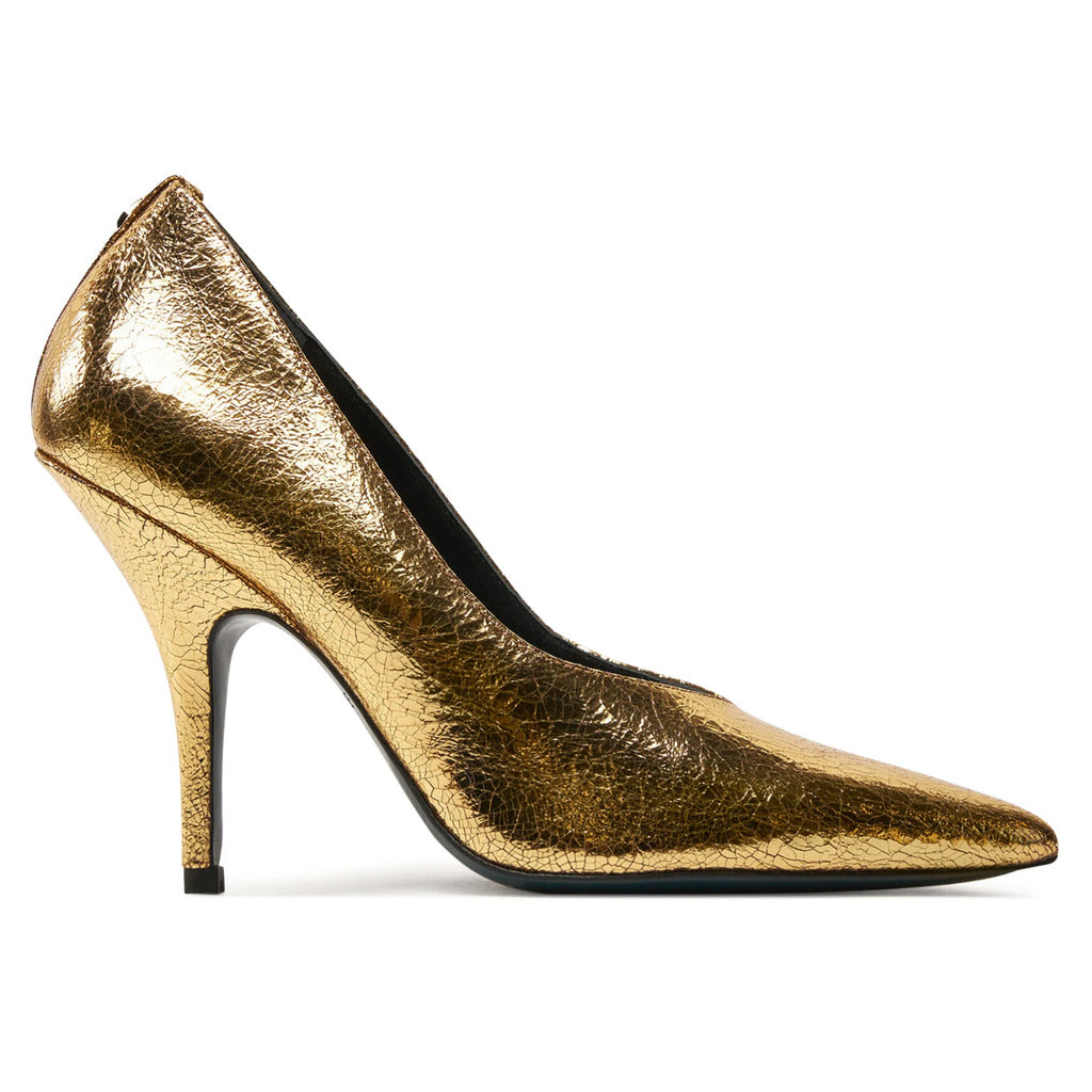 Patrizia Pepe Leather Pumps Craquelé Gold