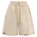 Comme Des Fuckdown Cotton Shorts Con Rotture Beige