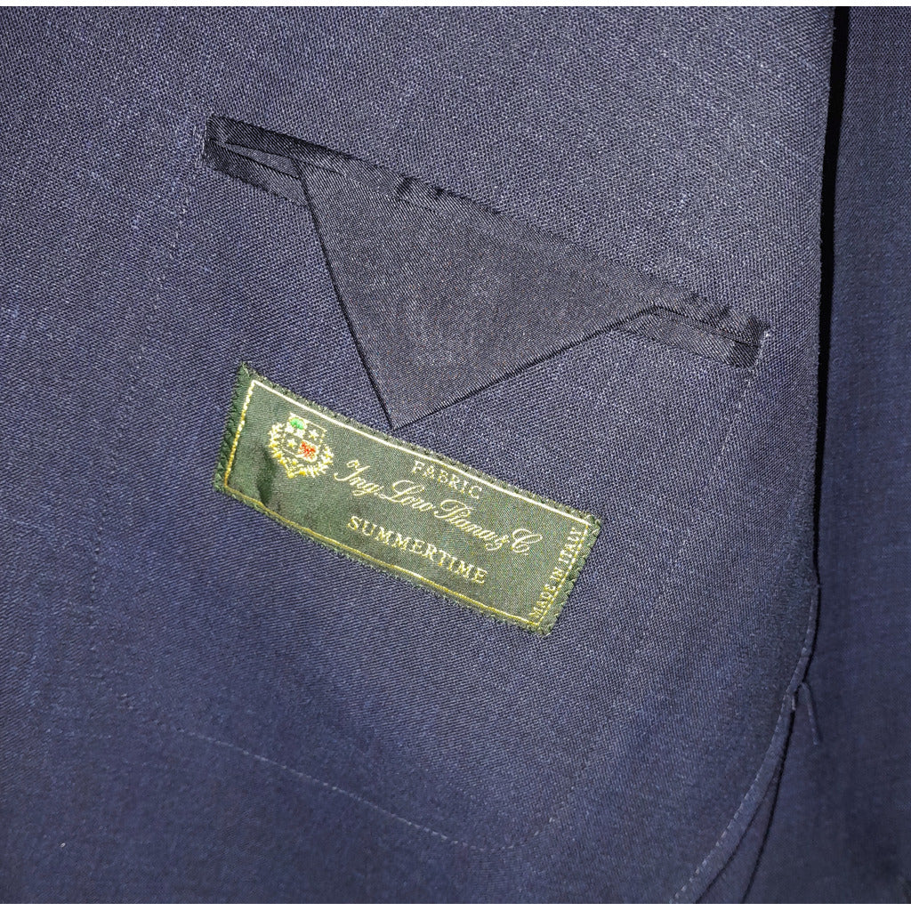 Loro Piana linen Wool Suit Gold Blue — view 3