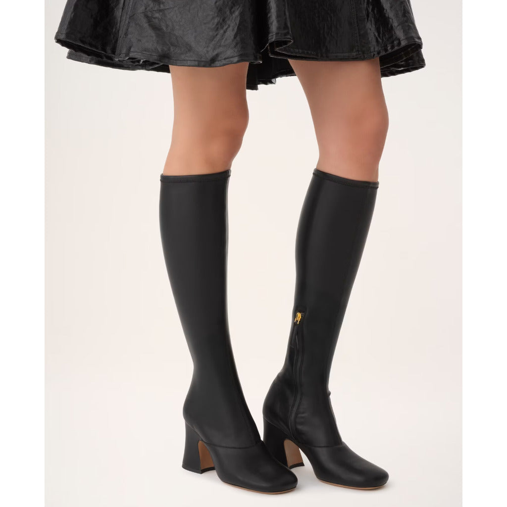 Chloè Leather Janis Heeled Boot Black — view 7