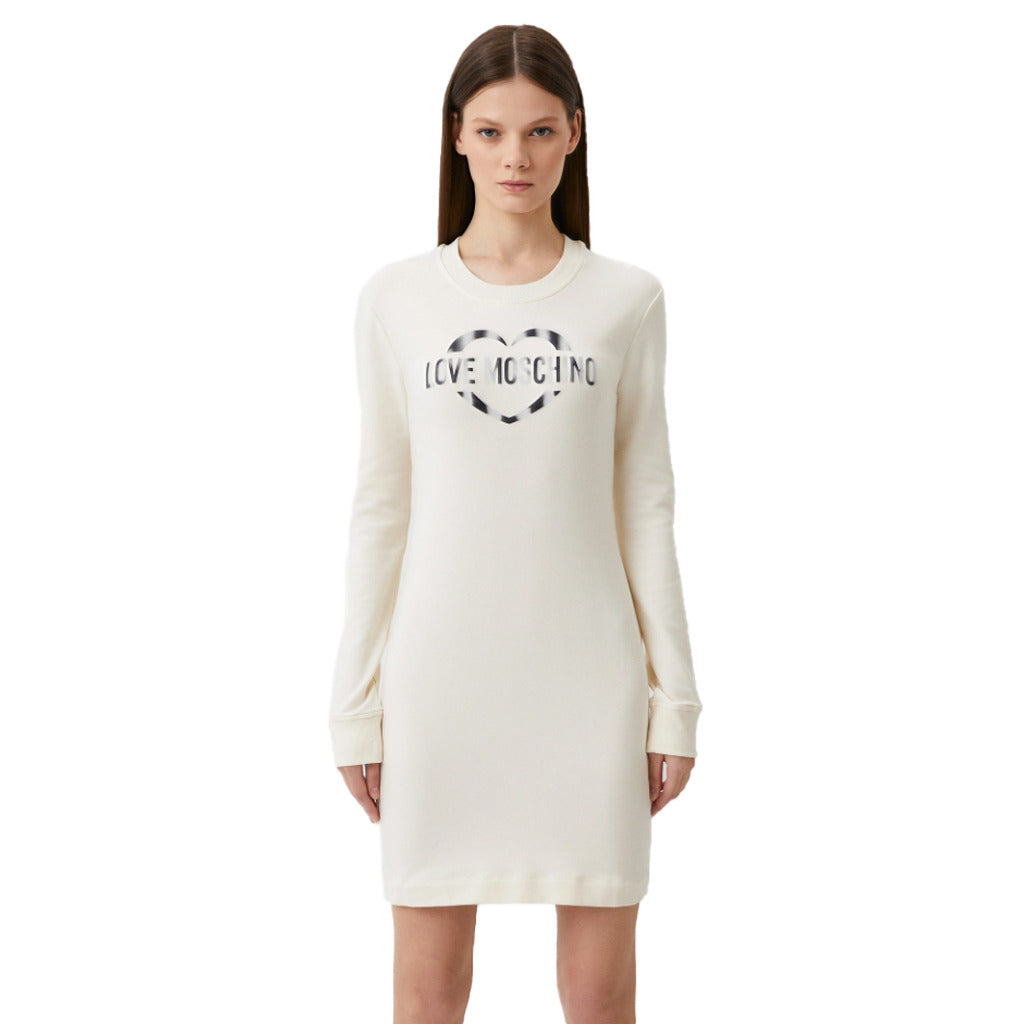 Love Moschino Cotton Blend Dress With Metallic Rubber Logo
