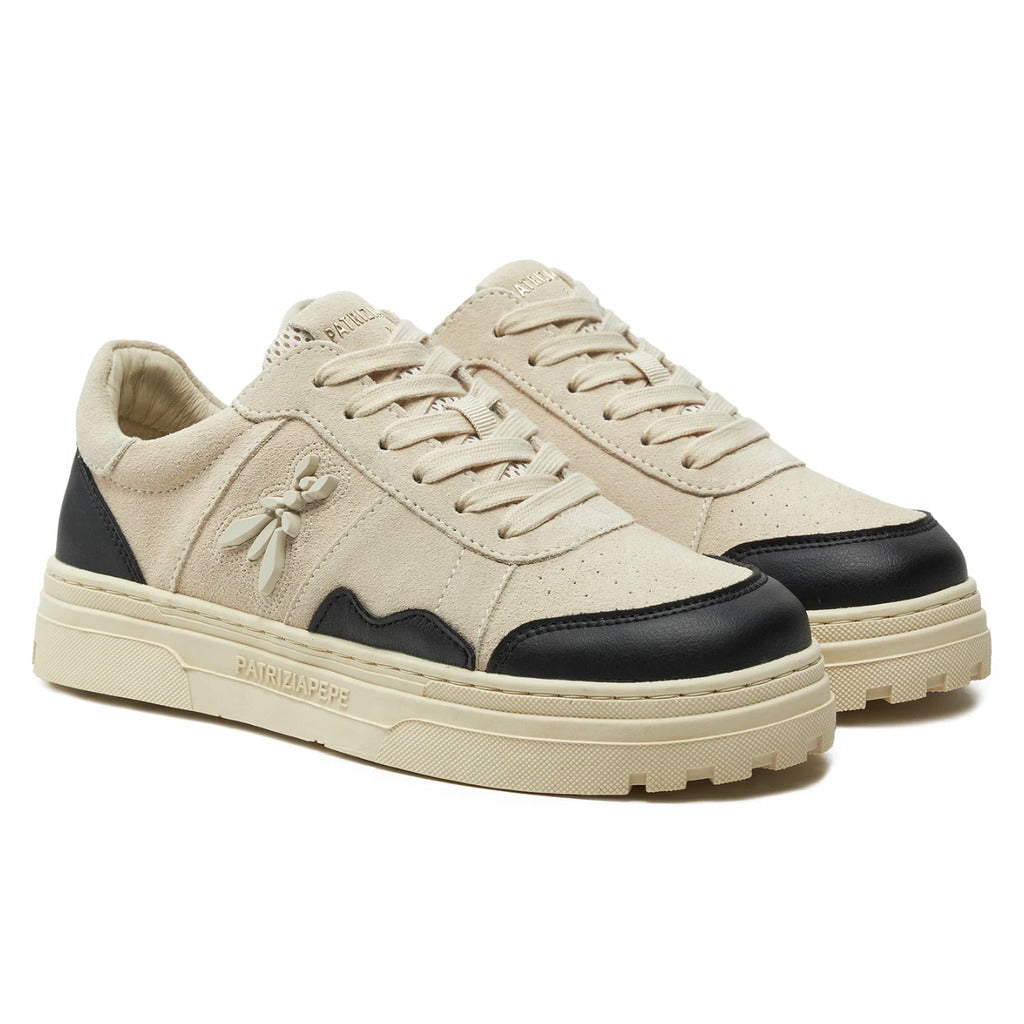 Patrizia Pepe Suede Sneakers Scamosciate Beige Black — view 2