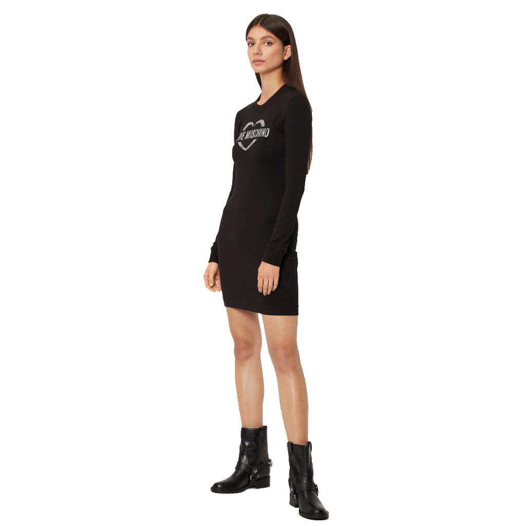 Love Moschino Cotton Blend Dress With Metallic Rubber Logo — view 4