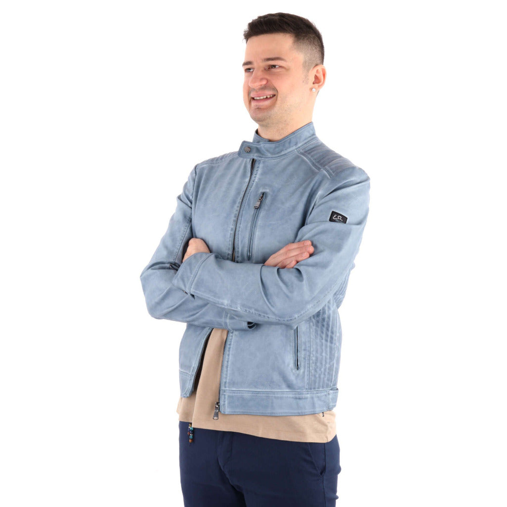 Yes Zee Leather Jacket Ecopelle Denim — view 4