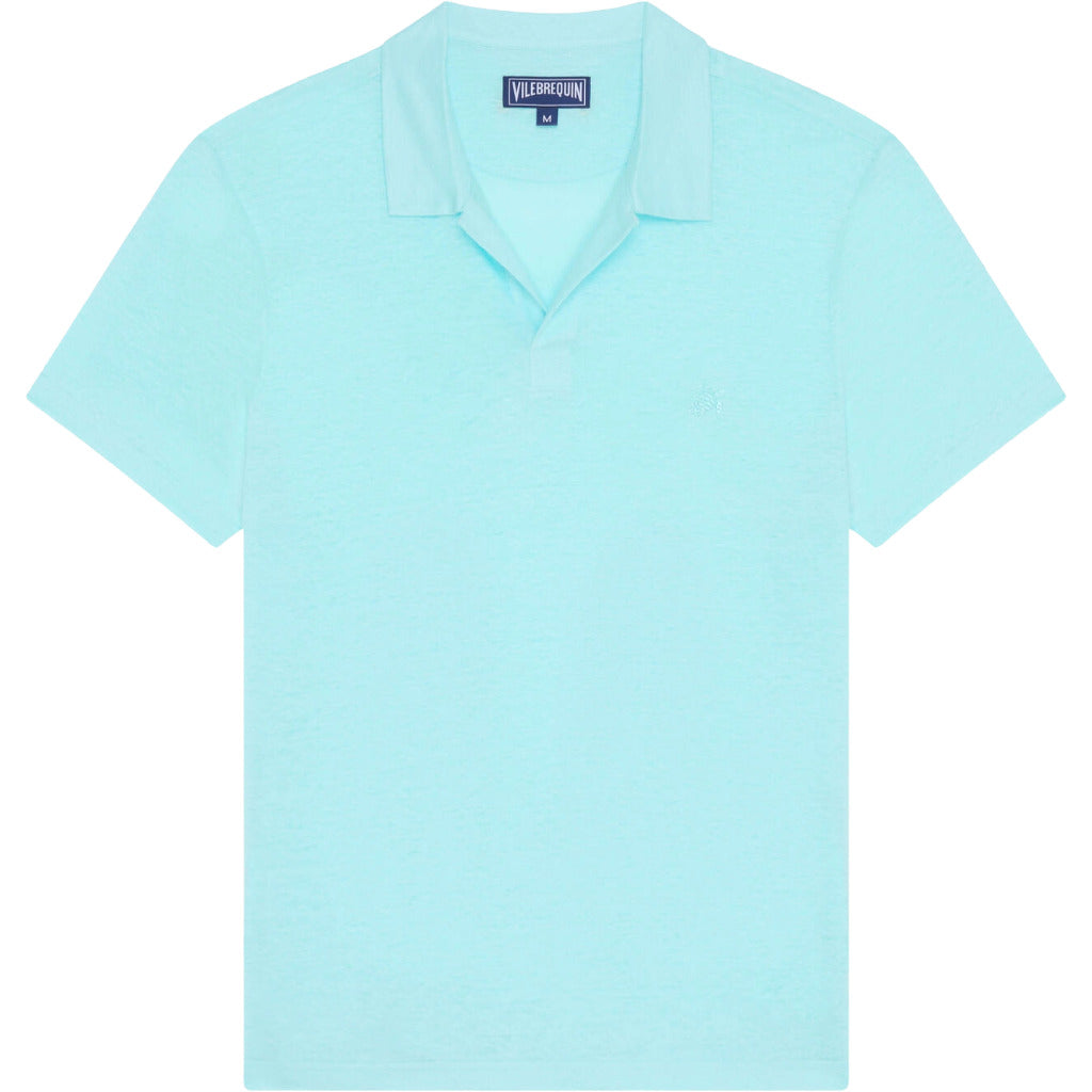 Vilebrequin Linen Polo Shirt Sky Blue Light Blue