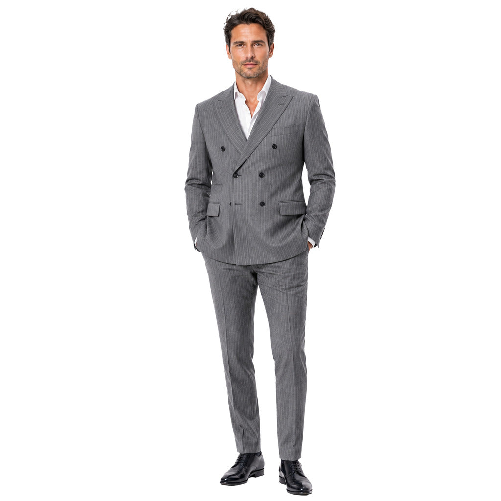 Dolce & Gabbana Linen Dress Tre Pezzi Pinstripe Gray