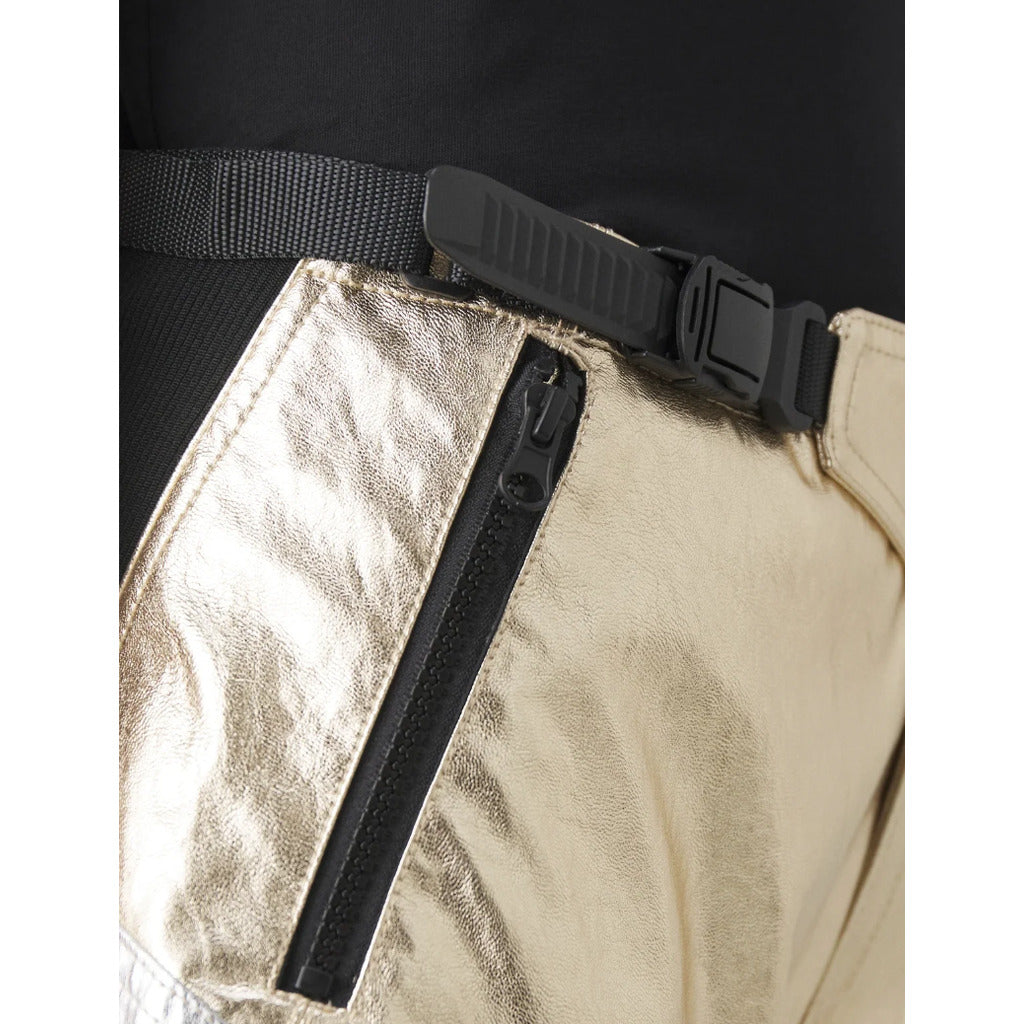 Pinko Leather Trousers Prometeo Gold Silver — view 5