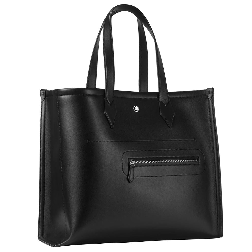 Montblanc Leather Tote Bag In Pelle Black — view 4