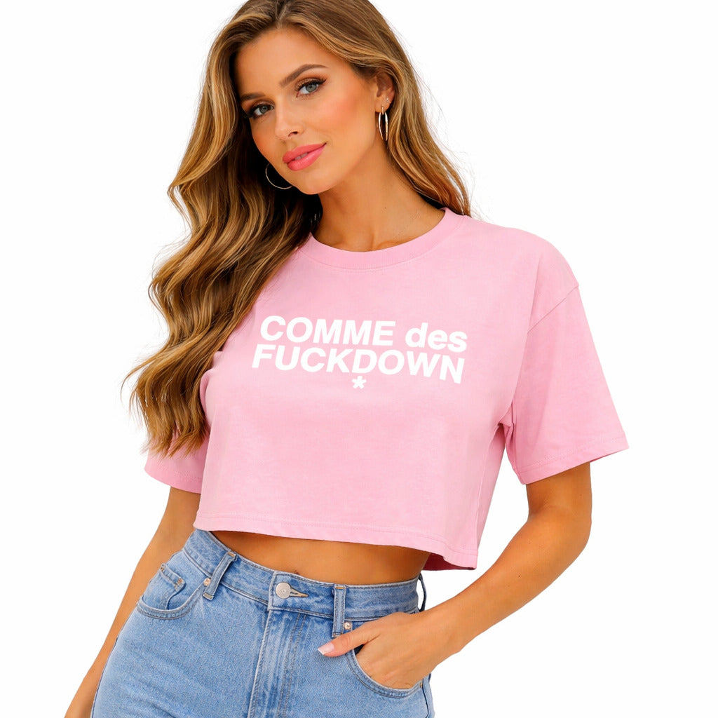 Comme Des Fuckdown Cropped T-Shirt Pink