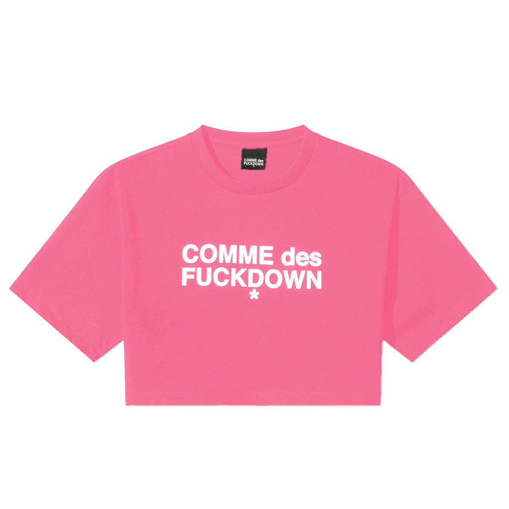 Comme Des Fuckdown Cotton T-Shirt Corta Stampa — view 2