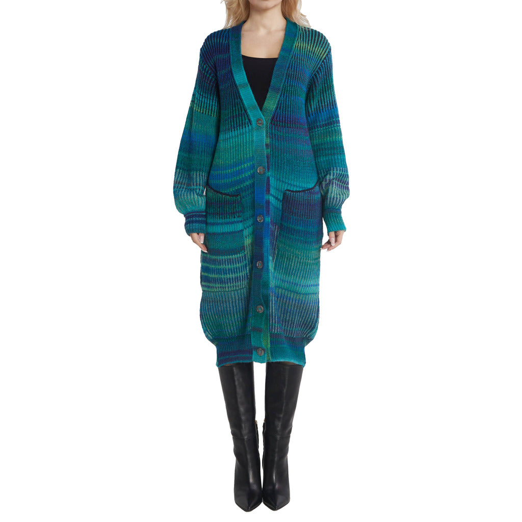 Patrizia Pepe Dress Cardigan Neck V Green