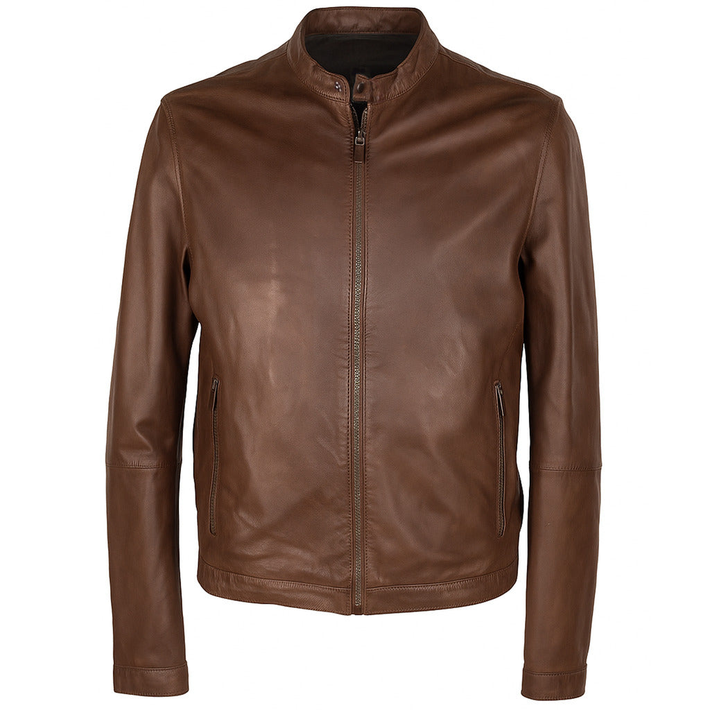 Emilio Romanelli Leather Jacket Brown